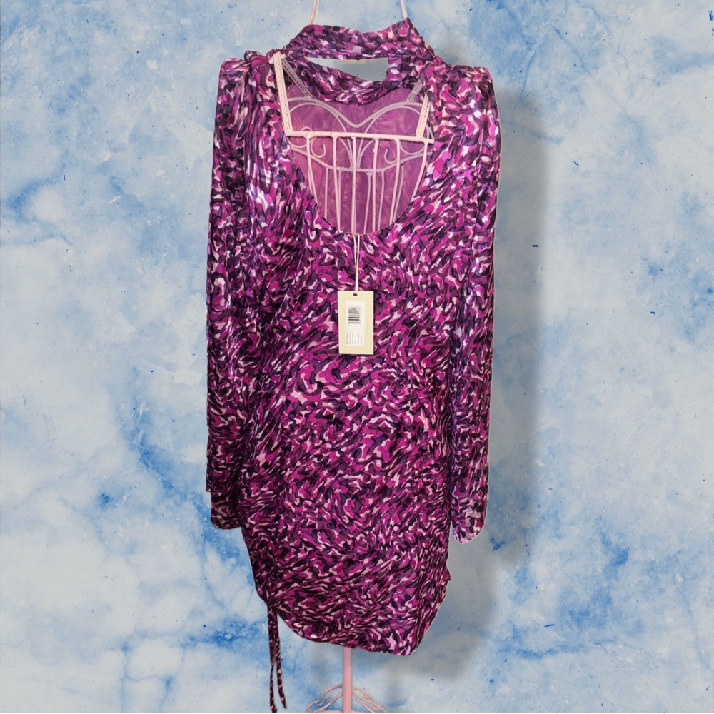 👀‼️Ramy Brook Vibrant Purple Long Sleeve Dress - Picture 4 of 9